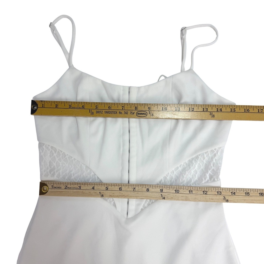 Privy White Slip Dress Size Medium – Mesh Panel Bodycon Mini Bachelorette Party - Picture 5 of 9